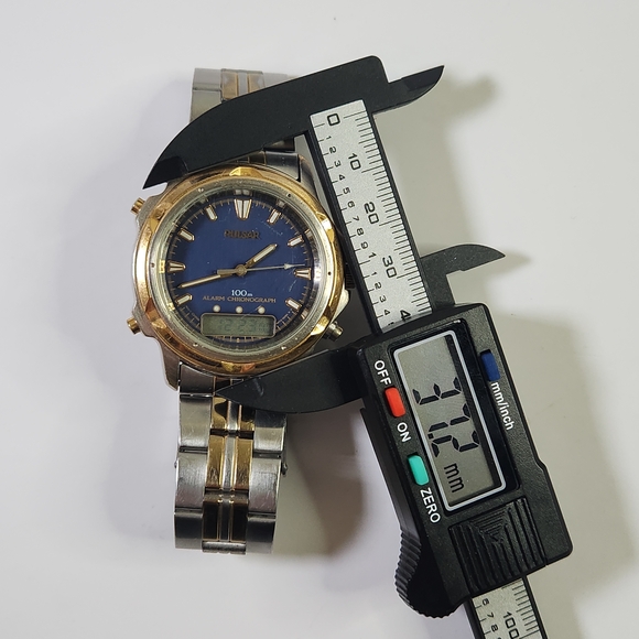 Vintage Pulsar Watch Blue and Gold Alarm Chronograph Watch - Picture 11 of 12